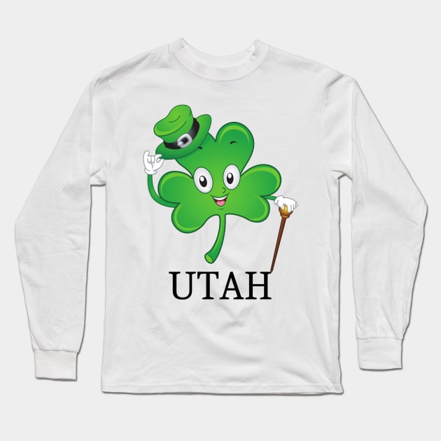 St Patrick&#39;s  Irish Shamrock Utah, Irish Gift for Wife Long Sleeve T-Shirt by yassinebd